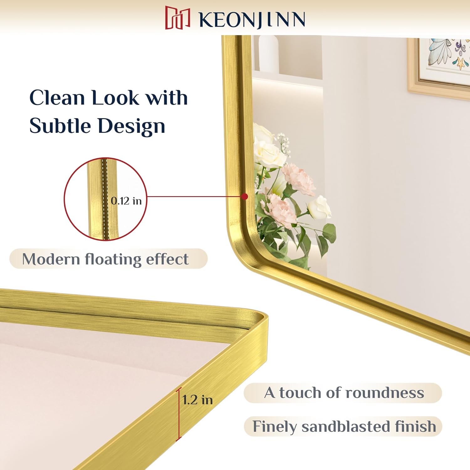 Thumbnail 2 de Keonjinn Gold 20x30 Inch Bathroom Mirror