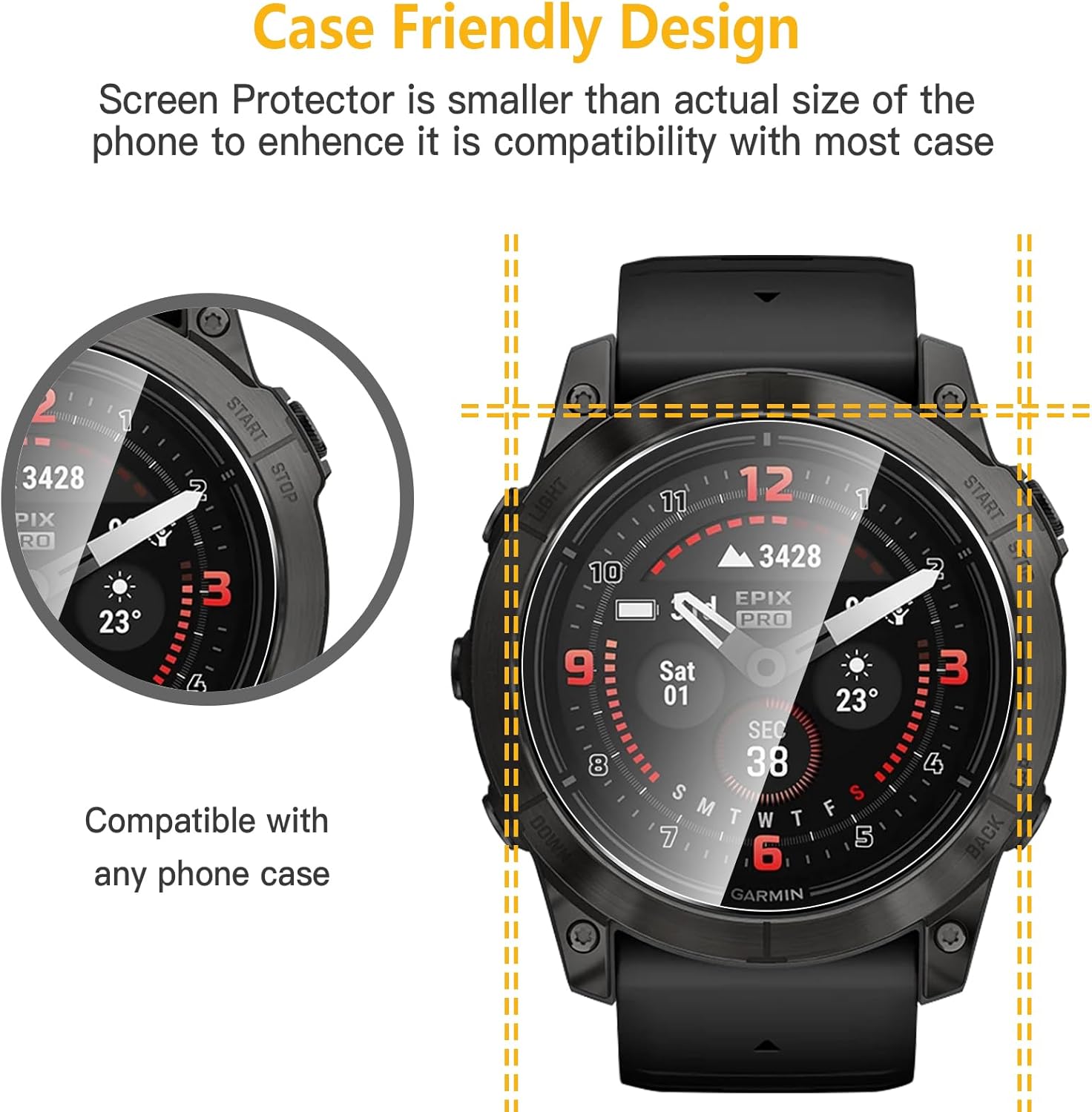Detalle 2 de WFTE 4-Pack Screen Protector for Garmin Epix Gen 2 (47mm) tempered glass