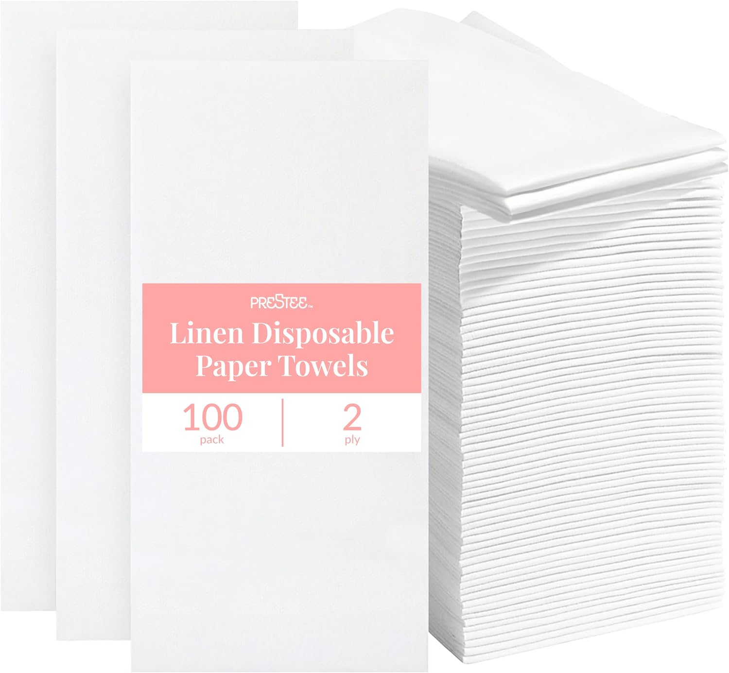 Thumbnail 6 de Prestee 200 Disposable Linen-Like Hand Towels (2-Ply) — White Guest Towels for Weddings, Events, and Dinners