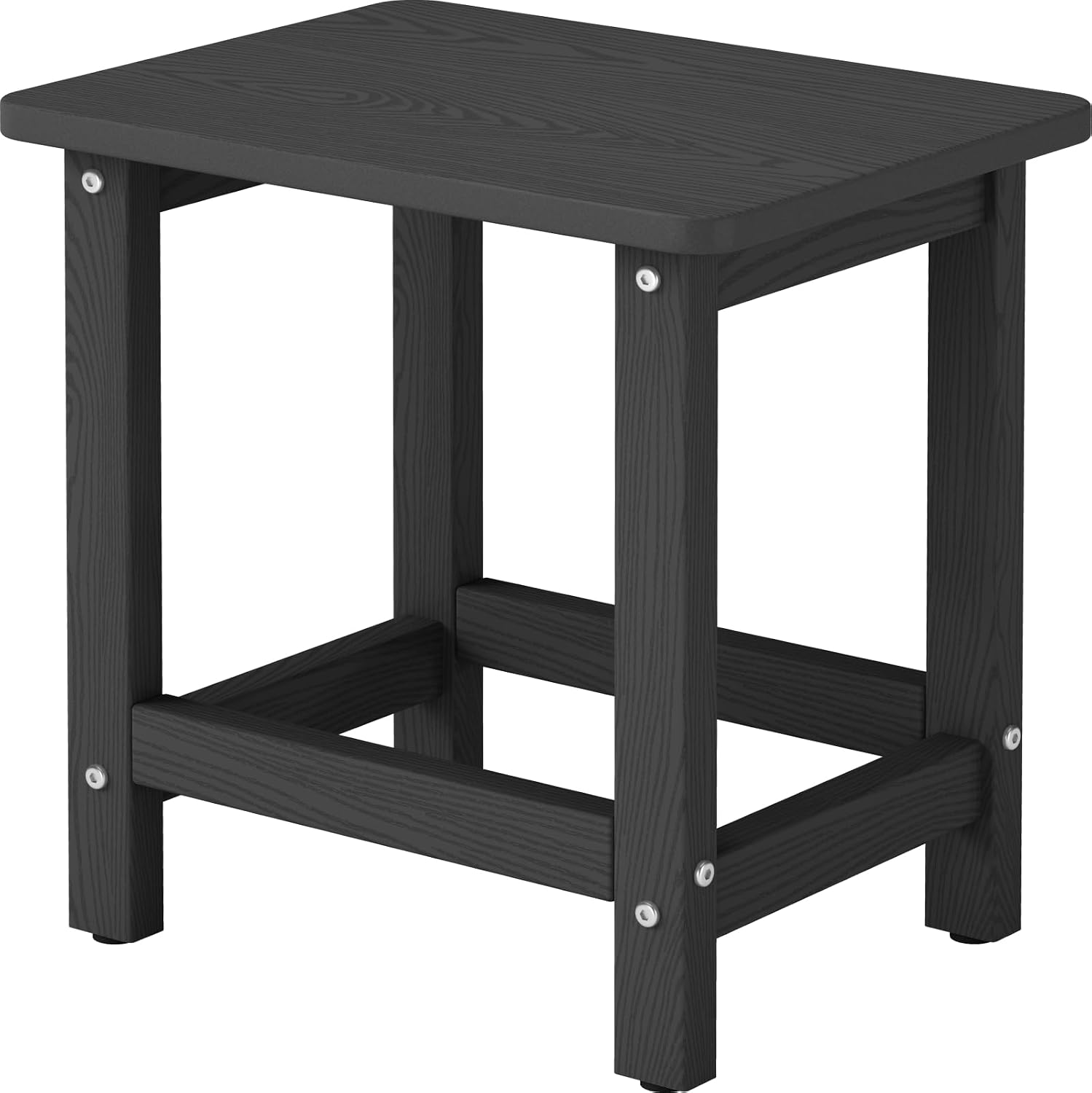 BIVODA CJ/002-01-CA Outdoor Side Table, Black HDPE Square Patio Table