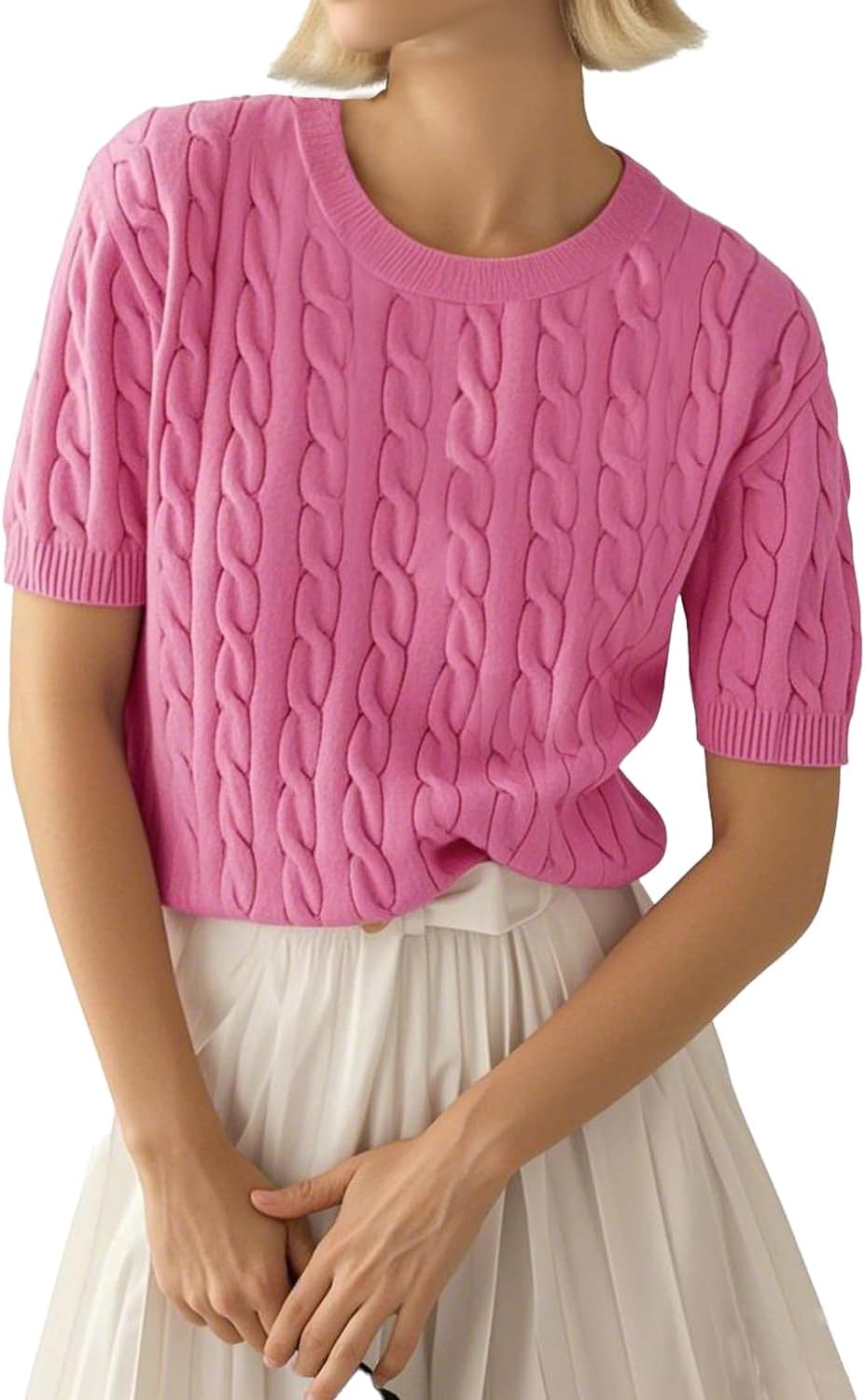 Thumbnail 4 de LACOZY Women Summer Short Sleeve Top – Lightweight Crewneck Ribbed Knit Sweater Shirt
