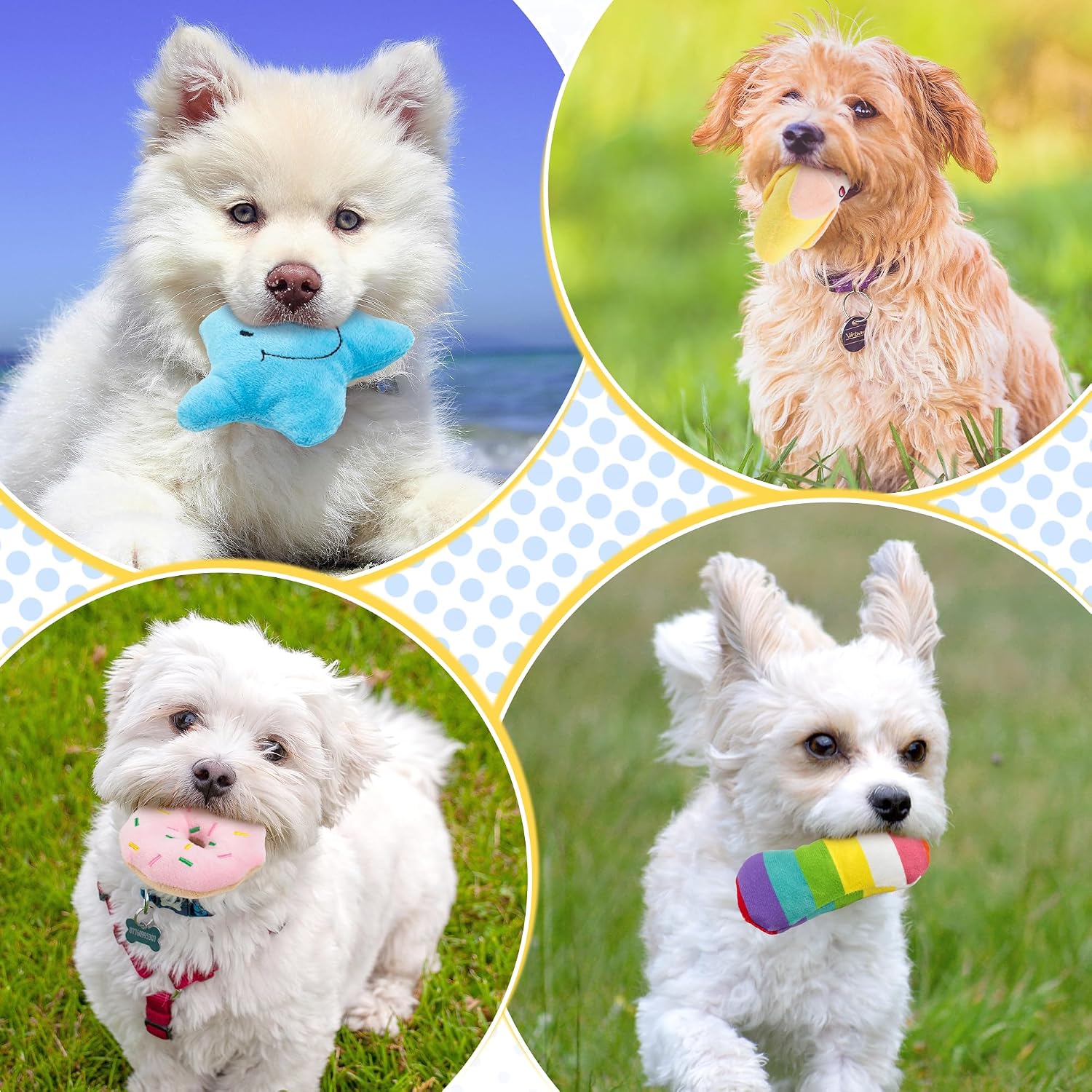 Detalle 2 de Squeaky dog toys 6 pack for puppies