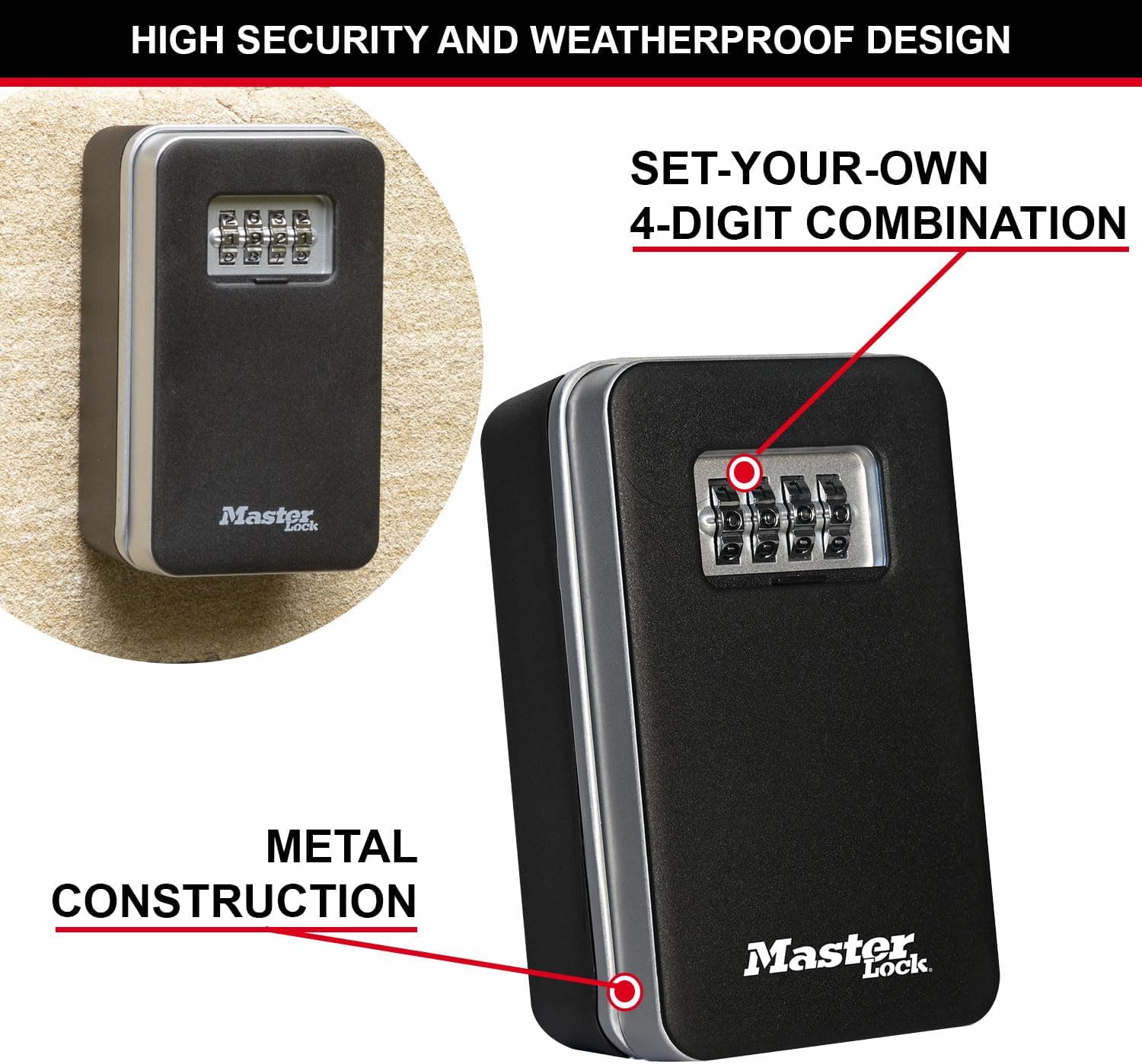 Thumbnail 6 de Master Lock Cassetta portachiavi parete con sist. tira per aprire — dimensioni medie, kit montaggio