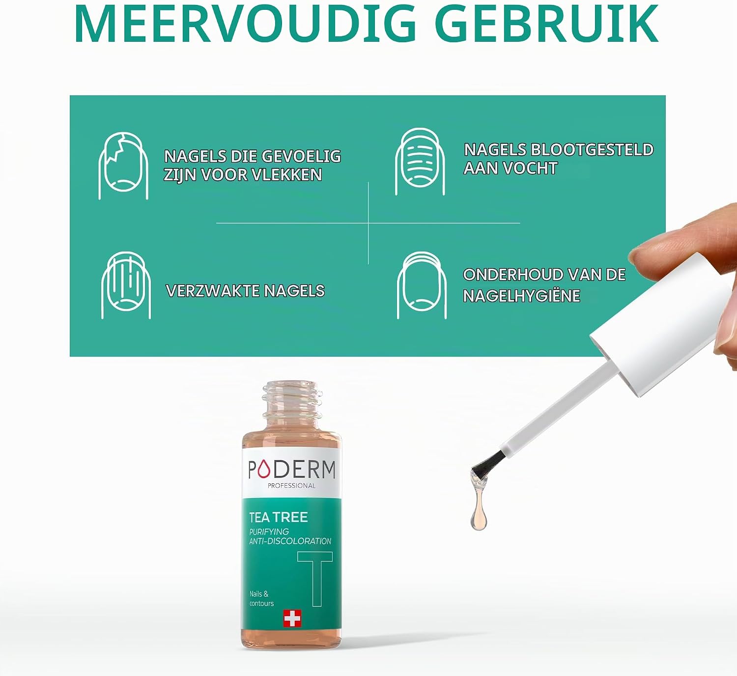 Detalle 2 de PODERM 5 in 1 Nail Booster-serum met tea tree, 6 ml