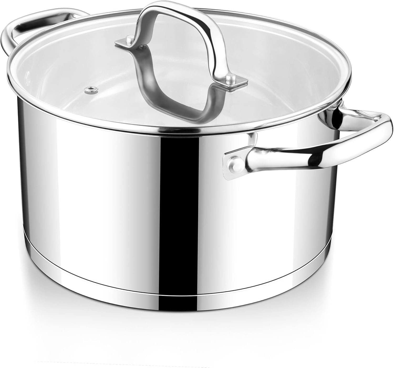 Detalle de HaWare Kochtopf 24 cm aus Edelstahl – induktionsgeeignet, 5,7 L, Glasdeckel