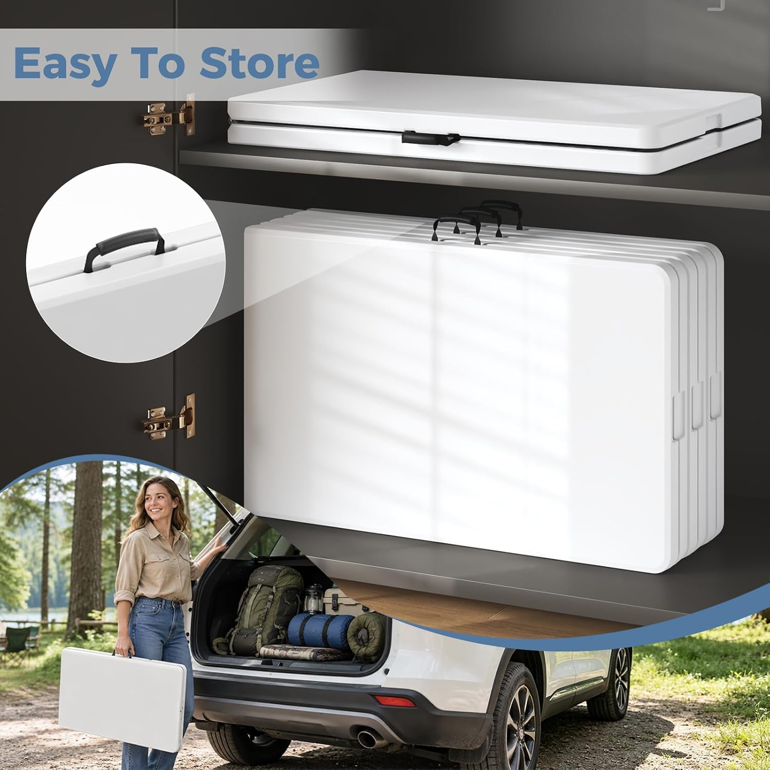 Thumbnail 6 de DUMOS DM-ZDZ-8FT-WT 8-Foot Folding Picnic Table, White HDPE Top
