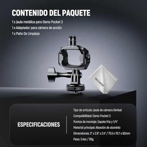 Thumbnail 7 de NEEWER Pocket 3 jaula compatible para Osmo Pocket 3 🎥
