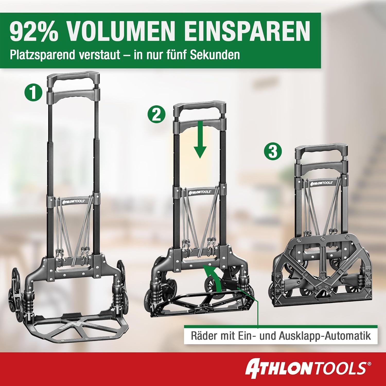 Thumbnail 6 de ATHLON TOOLS Treppensteiger Sackkarre klappbar aus Aluminium (TÜV geprüft) – extra langer Griff 110 cm