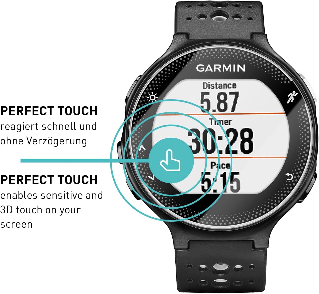 Detalle 2 de SmarTect Tempered Glass Screen Protector for Garmin Forerunner 235, 9H, 3-Pack
