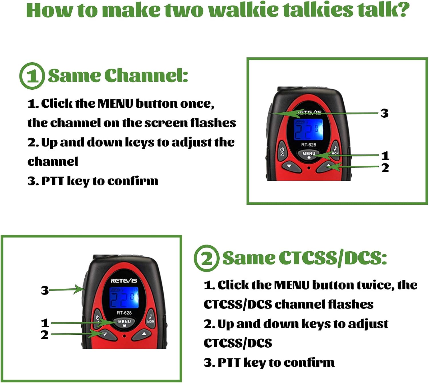 Thumbnail 6 de Retevis RT628 walkie talkies 6.2in