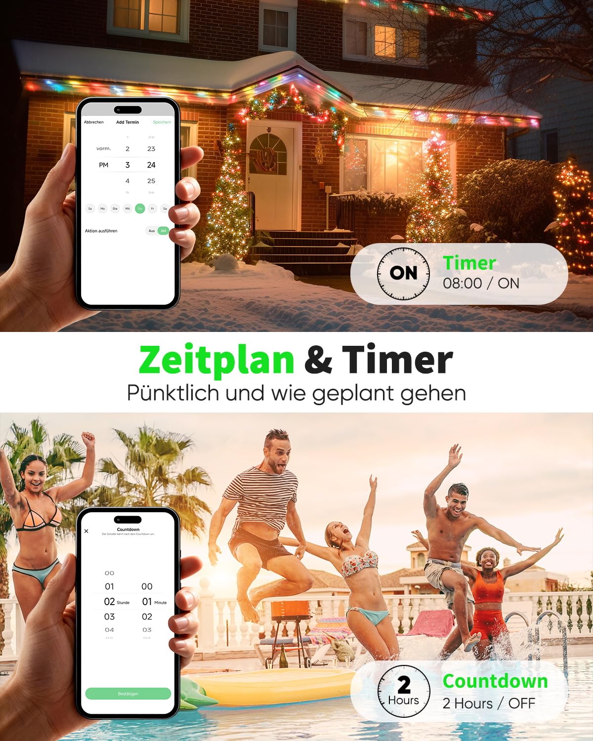 Thumbnail 4 de GreenSun WLAN Steckdose Outdoor 2er – Zeitschaltuhr mit Strommessung, IP44, 16A/3680W