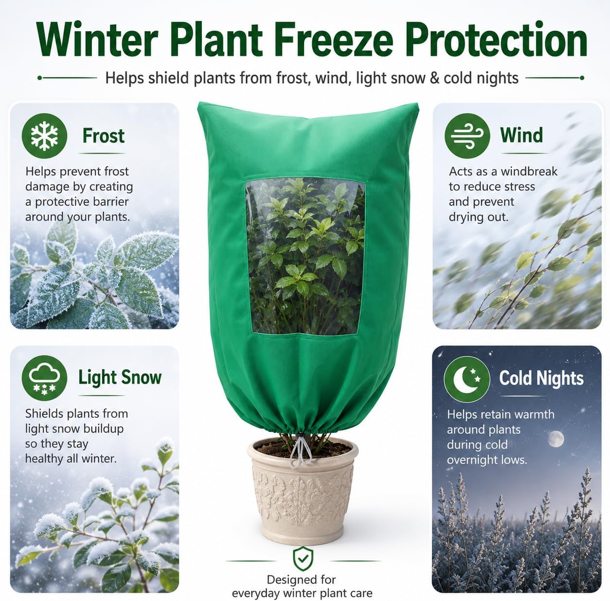 Detalle 1 de HEKIWAY FHT01 Plant Covers, 2-Pack with Clear Window and Zipper