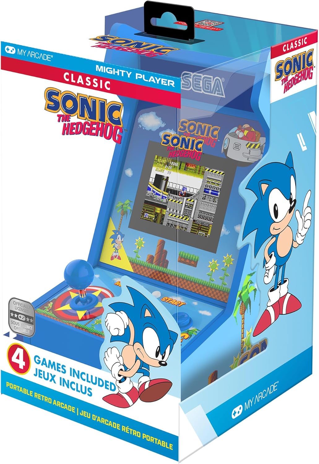 Detalle de My Arcade ソニック・ザ・ヘッジホッグ マイティプレイヤー 卓上型ゲーム機、3.5インチ縦型画面・充電式