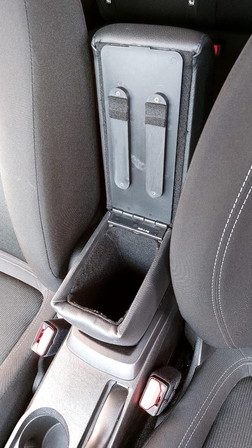 Detalle 2 de WOOD COMPANY Bracciolo Premium per Fiat 500L Restyling (2018→) in Tessuto Nero – montaggio ad incastro