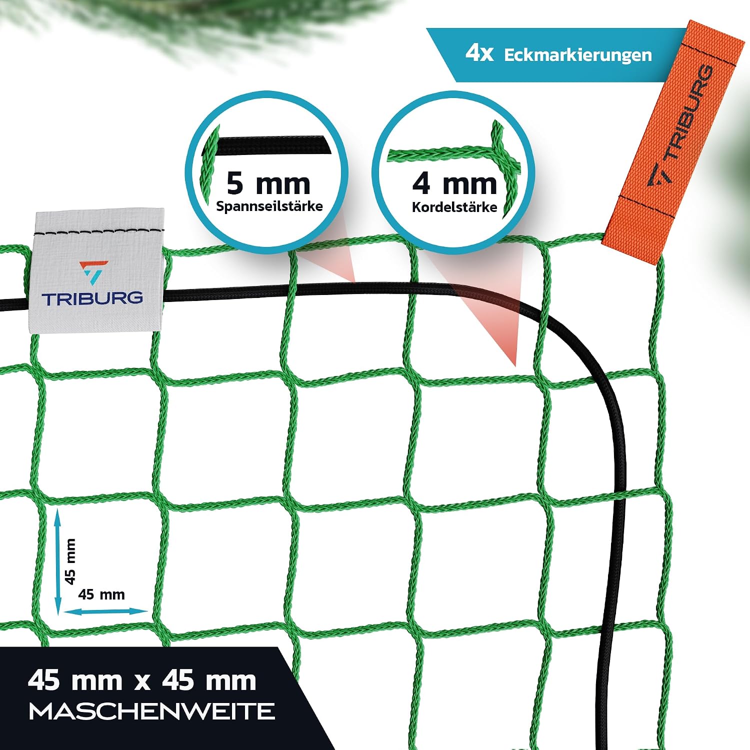 Detalle de Anhängernetz 2x3 DEKRA Geprüft mit Eckmarkierungen – TRIBURG, universell 2x3 m