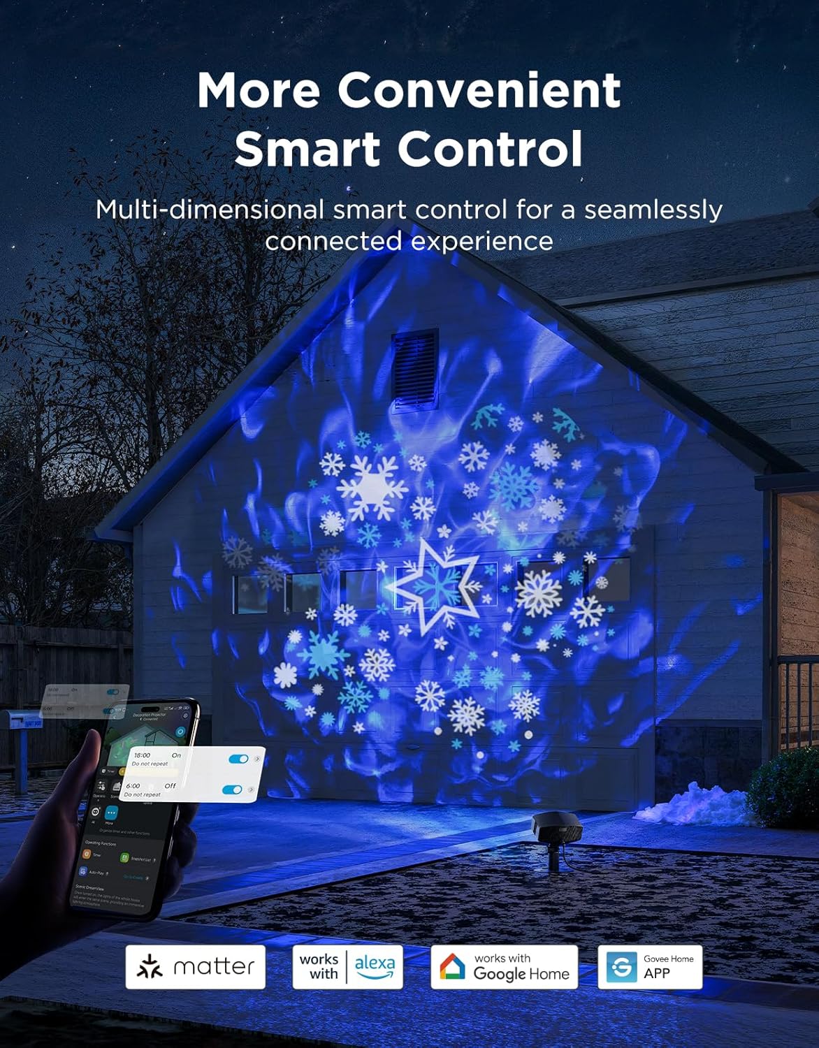 Thumbnail 1 de Govee Outdoor Snowflake Projector (18W LED) with Moving Water Ripple Projection – Smart Wi-Fi Garden Lights