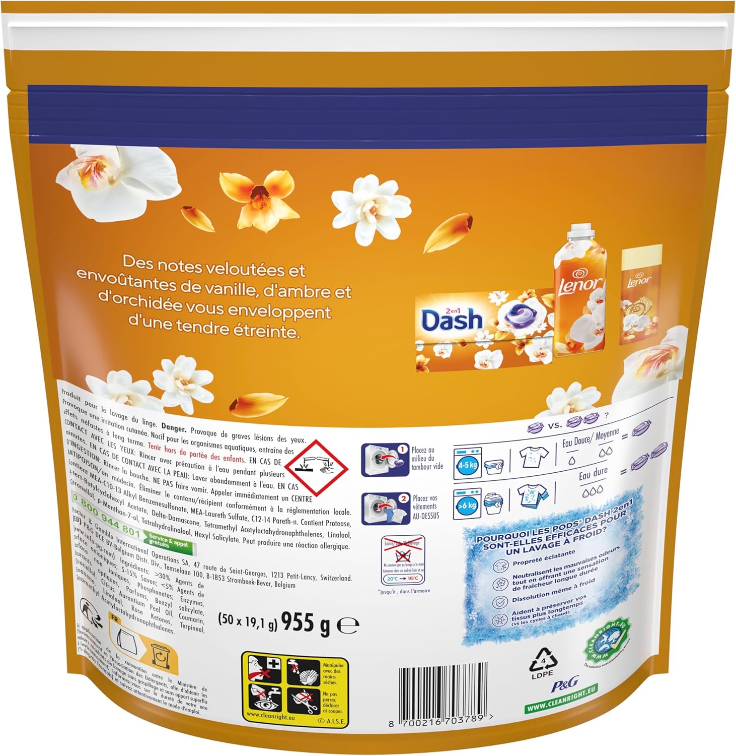 Detalle de Dash 2-en-1 PODS 50 lavages Ambre