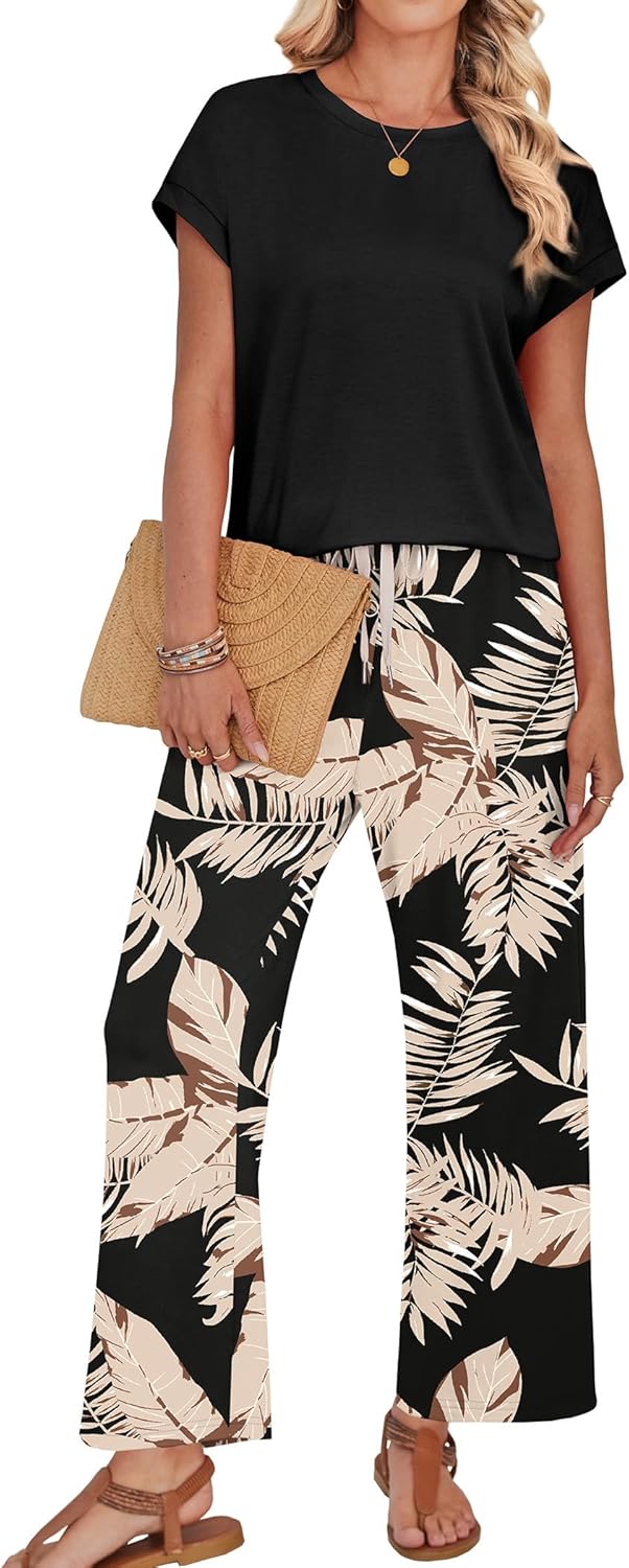 Detalle 2 de WIHOLL Two Piece Sets for Women – Flowy Spring/Summer Lounge & Travel Set