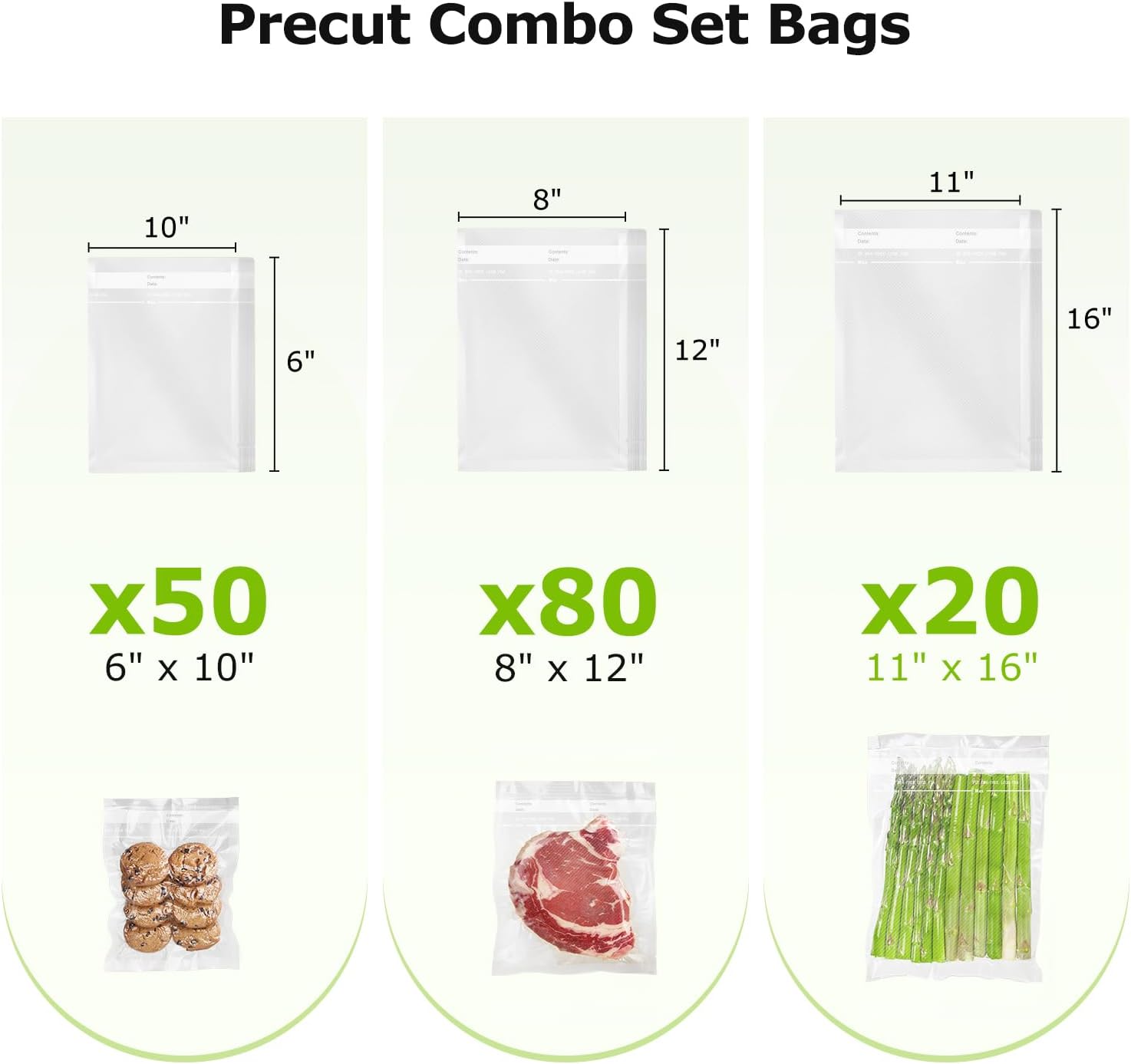 Detalle de Bonsenkitchen Vacuum Sealer Bags, 150 Count