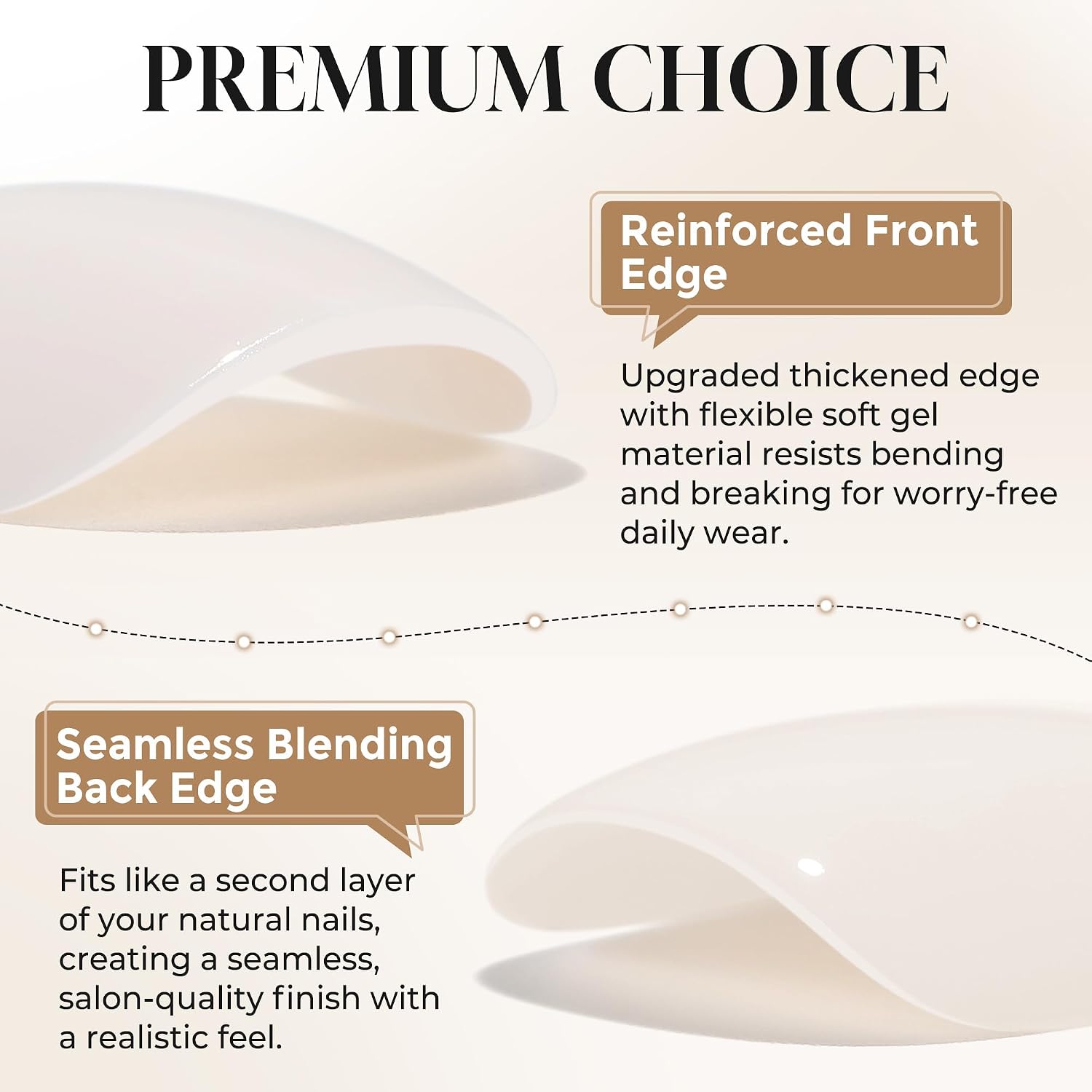 Detalle de UNA GELLA UG-BX010 Short Squoval Press-On Nails, Creamy White, 32-Piece Kit