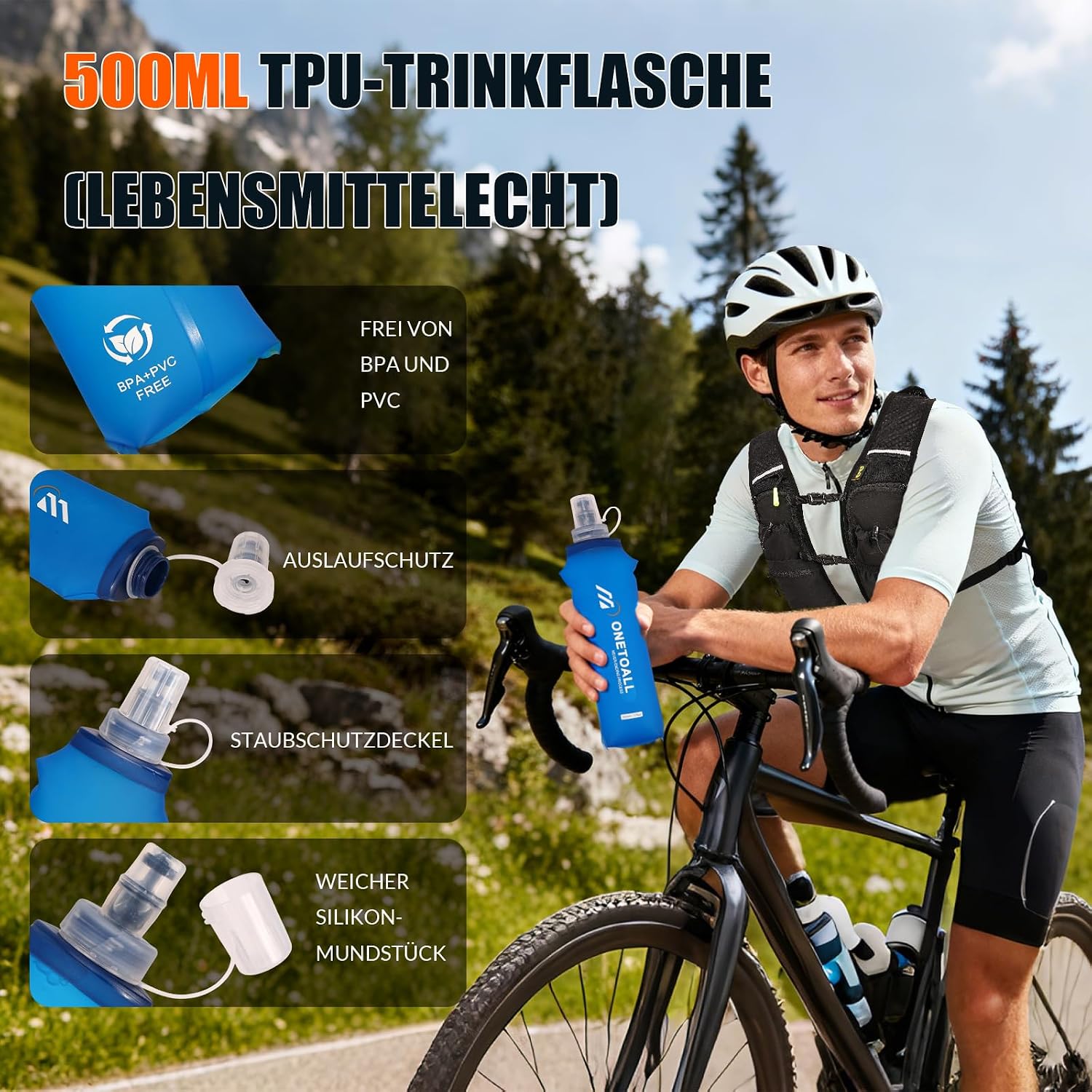 Thumbnail 5 de ONETOALL Laufweste Damen mit 2L TPU Trinkblase – reflektierender 6L Running Vest (190 g)
