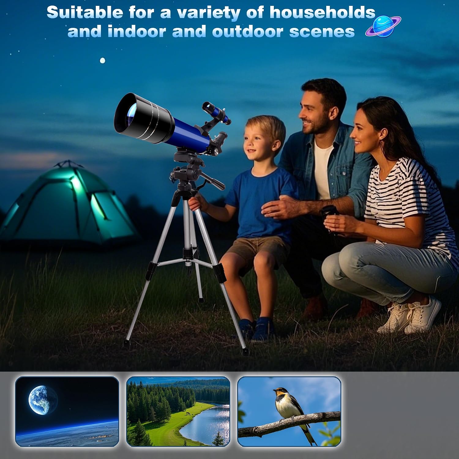 Thumbnail 5 de Telescopes for Adults Astronomy, 70mm Refractor with 400mm Focal Length – Portable 200X Kit
