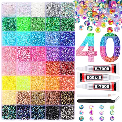 Detalle de GRLGOGO Bedazzler Kit Glitzersteine: 40 Colours, 40000 Pcs, 3mm Resin Bedazzling Kit