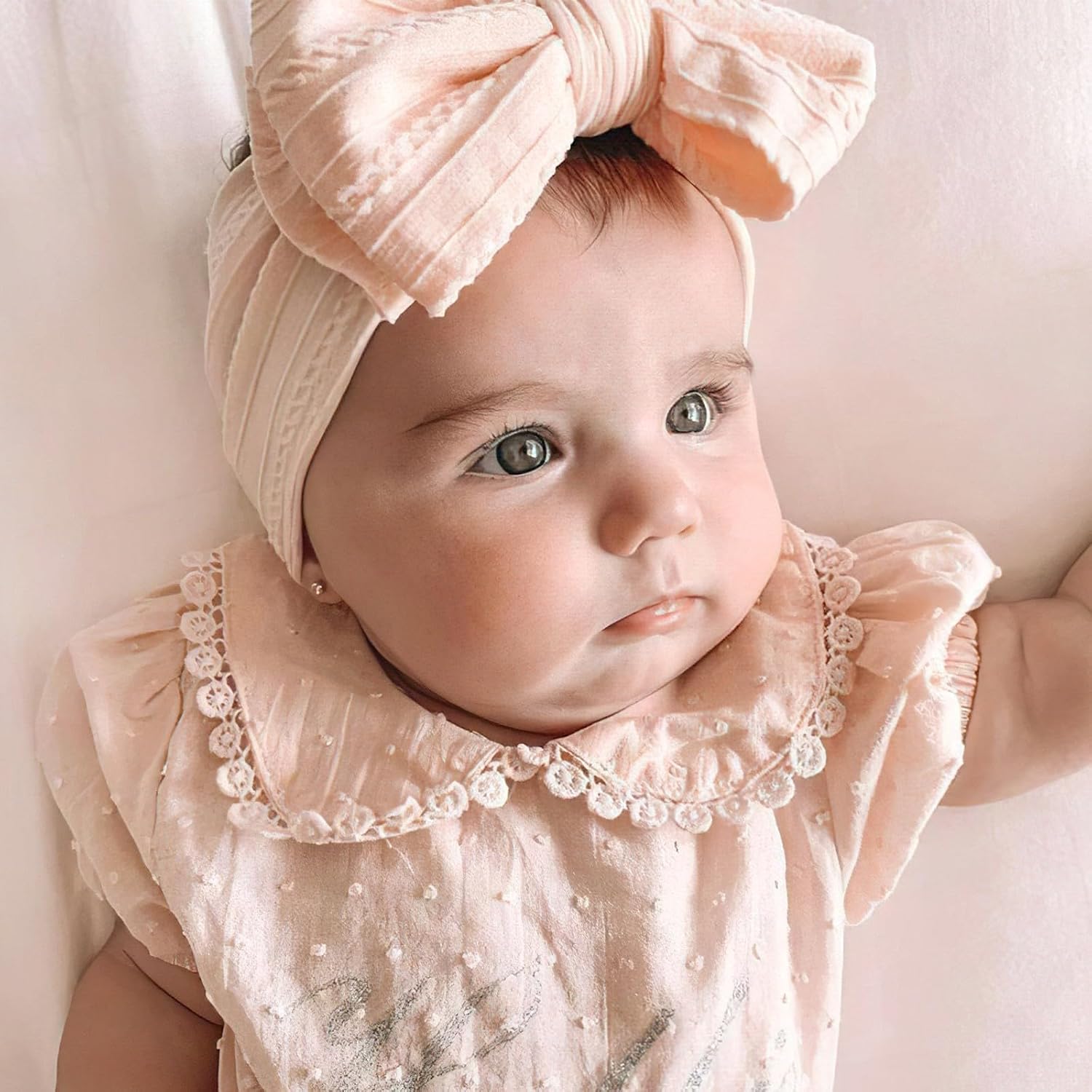 Thumbnail 6 de CÉLLOT 6-Piece Baby Nylon Bow Headbands, Double-Layer Bows, Classic Pink Series