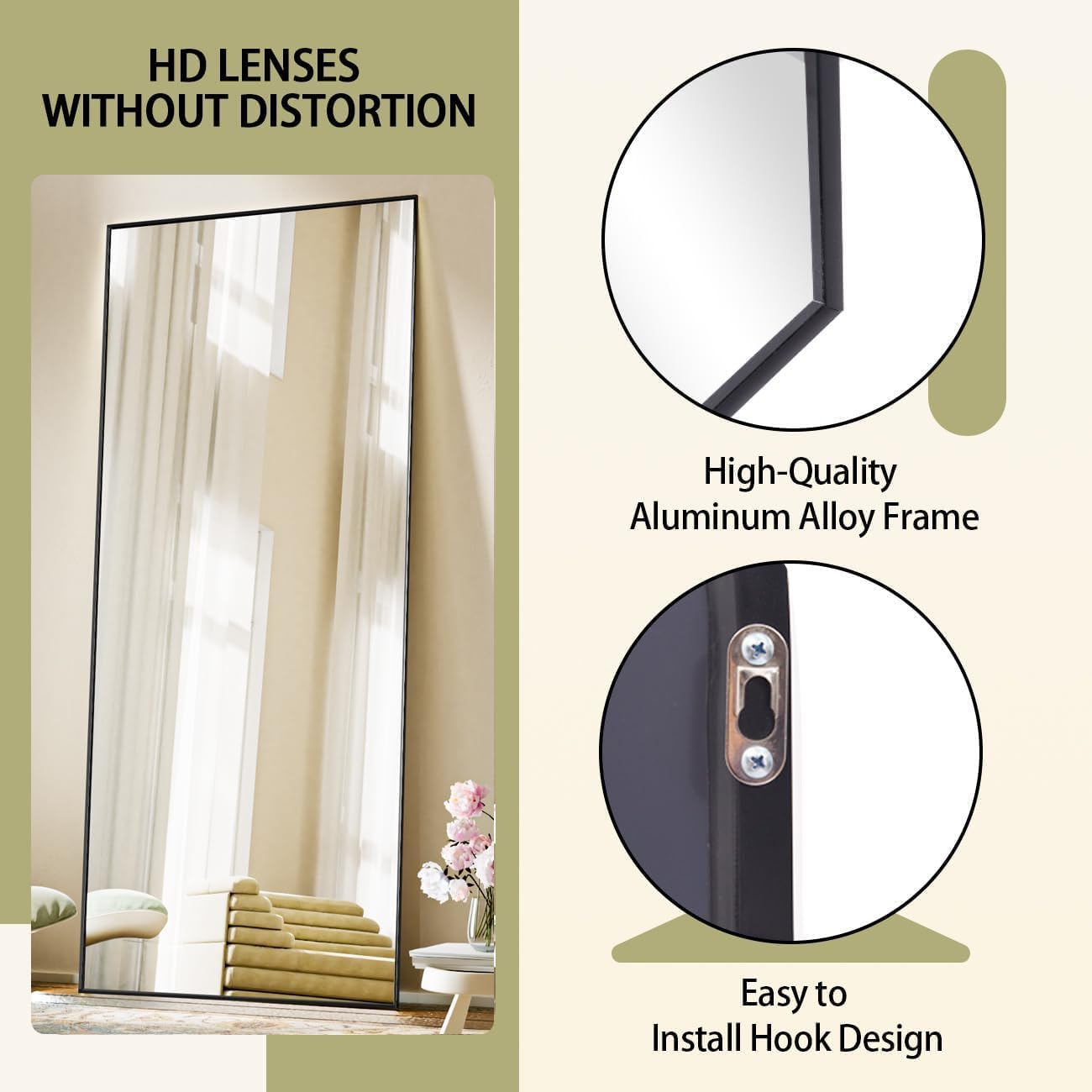 Detalle de BEAUTYPEAK Full-Length Mirror, 21 x 56 in