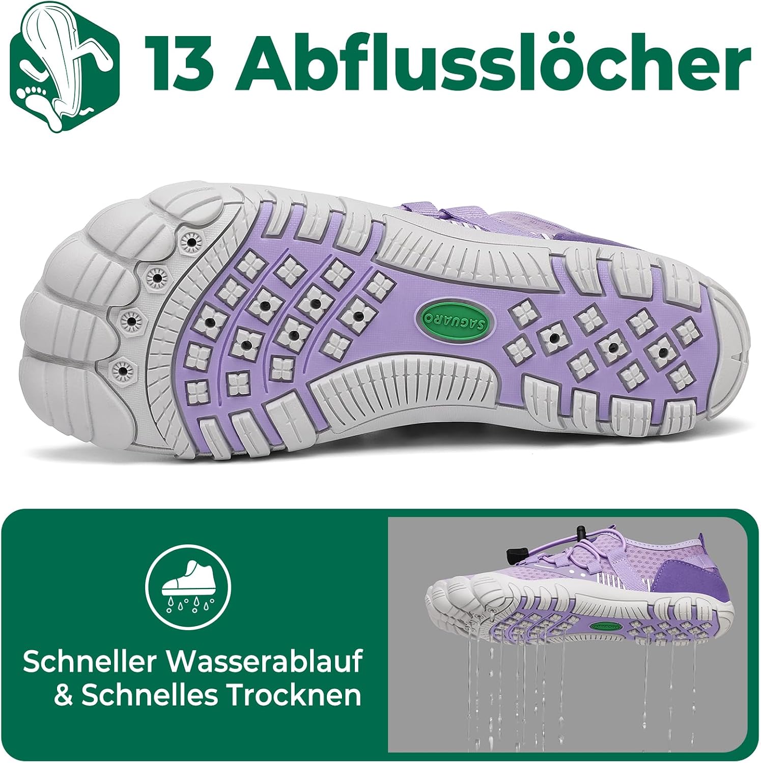 Thumbnail 3 de SAGUARO Wasserschuhe 13 Ablauflöcher für Wasser