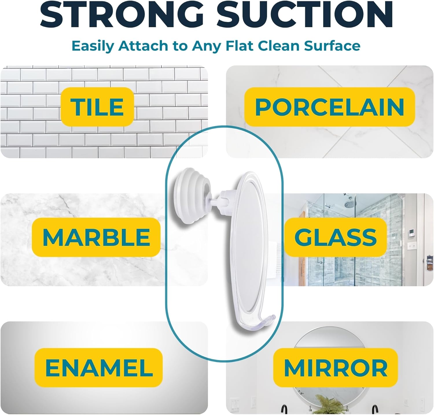 Thumbnail 3 de HONEYBULL Fogless Shower Mirror with Suction Mount ⌁ Anti-Fog Glass Mirror