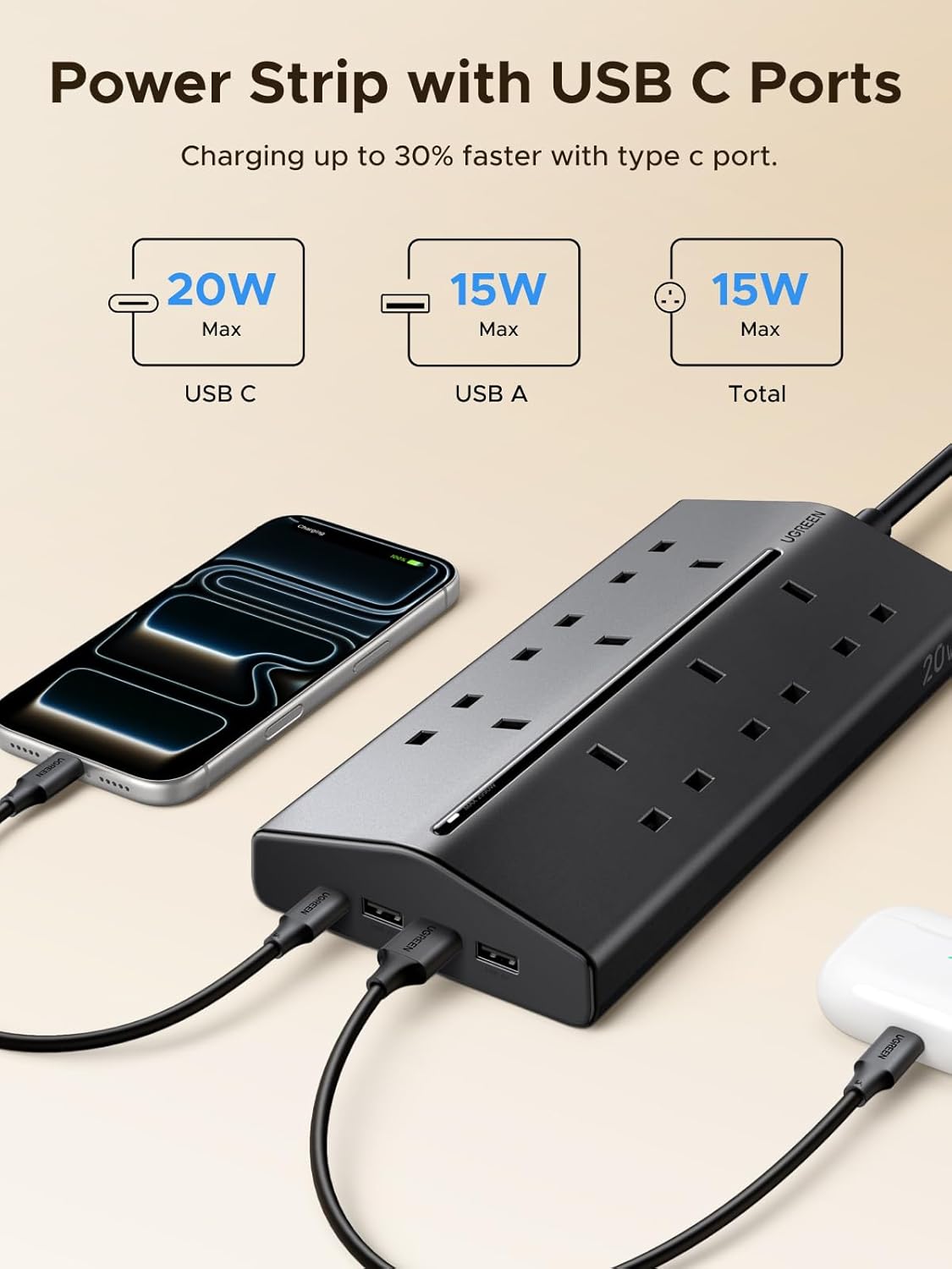 Thumbnail 3 de UGREEN Extension Lead with USB Slots