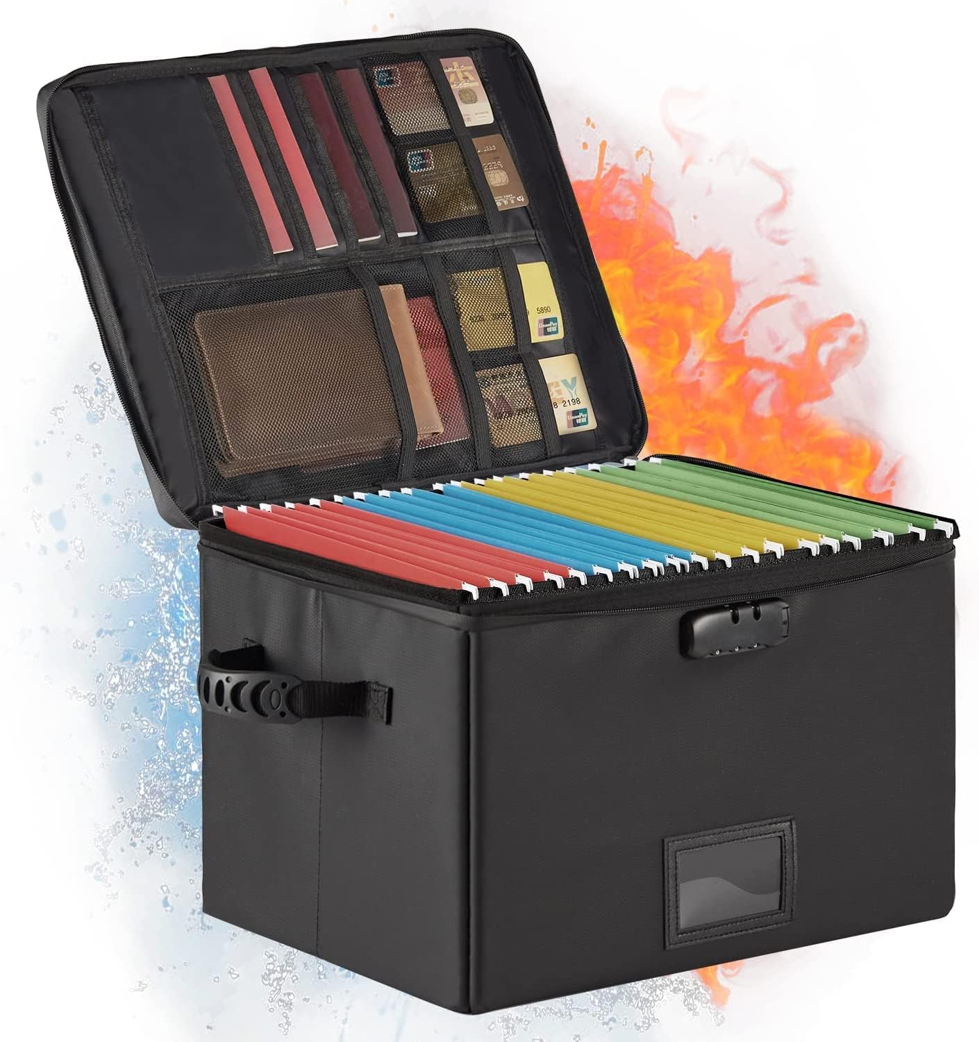 Fireproof Document Box with Lock – Fireproof & Waterproof Collapsible File Storage Case for Letter/Legal