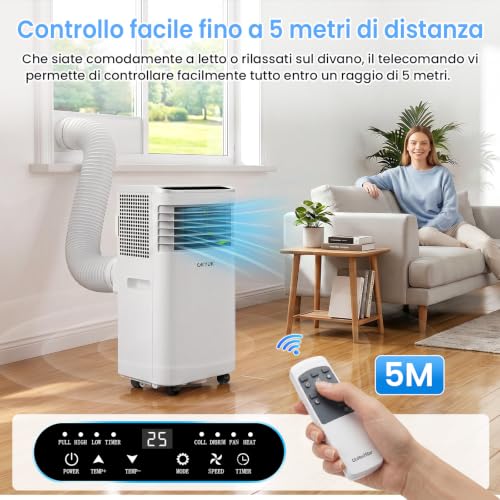 Detalle de OKYUK Mobile Klimaanlage 7000 BTU mit Abluftschlauch – 4-in-1, leise, Fenster-Installationsset