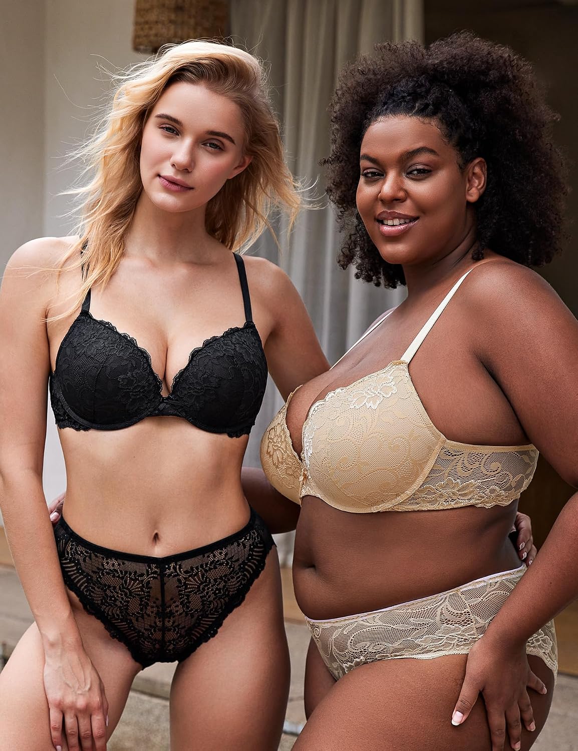 Thumbnail 4 de Wingslove Damen Push Up BH mit floraler Spitze gepolsterter Bügel BH