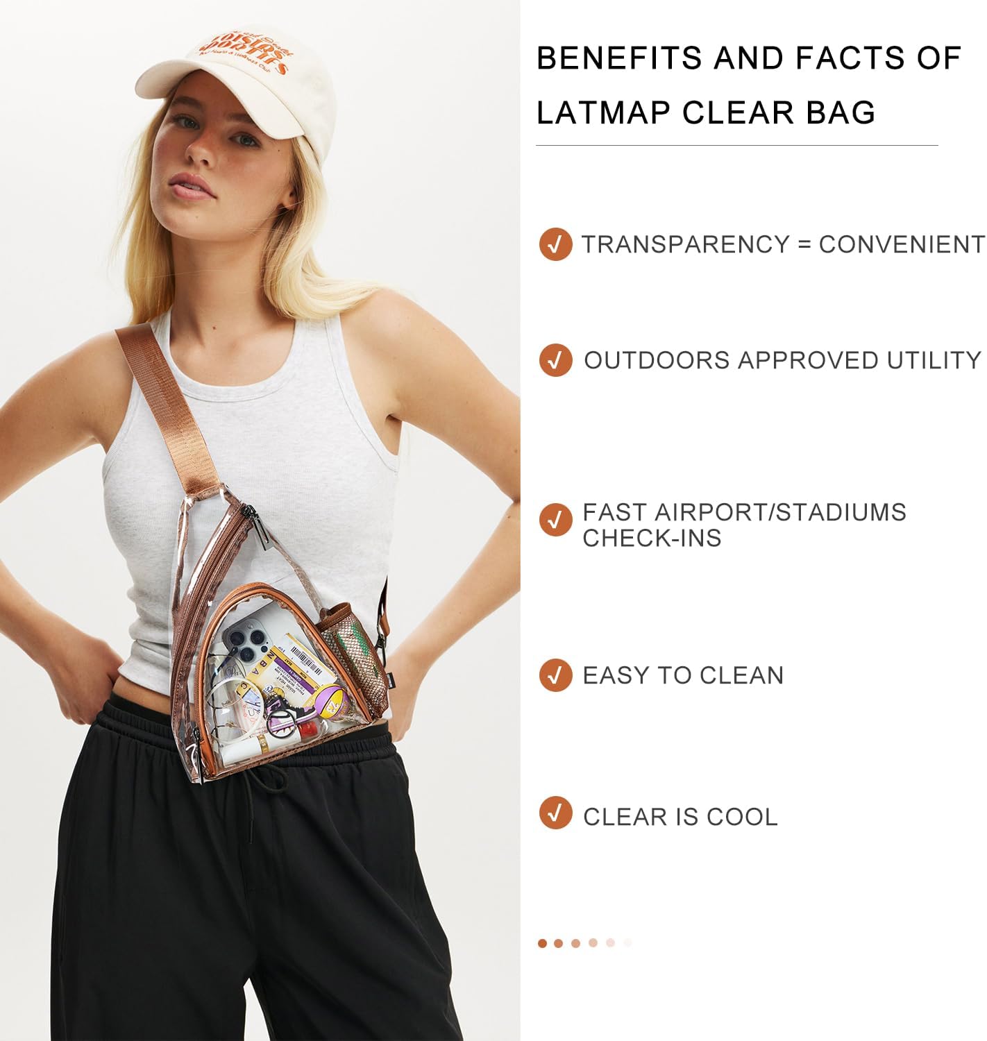 Thumbnail 1 de LATMAP 7L Clear Waist Bag for Men & Women (Stadium-Approved Crossbody Belt Bag)