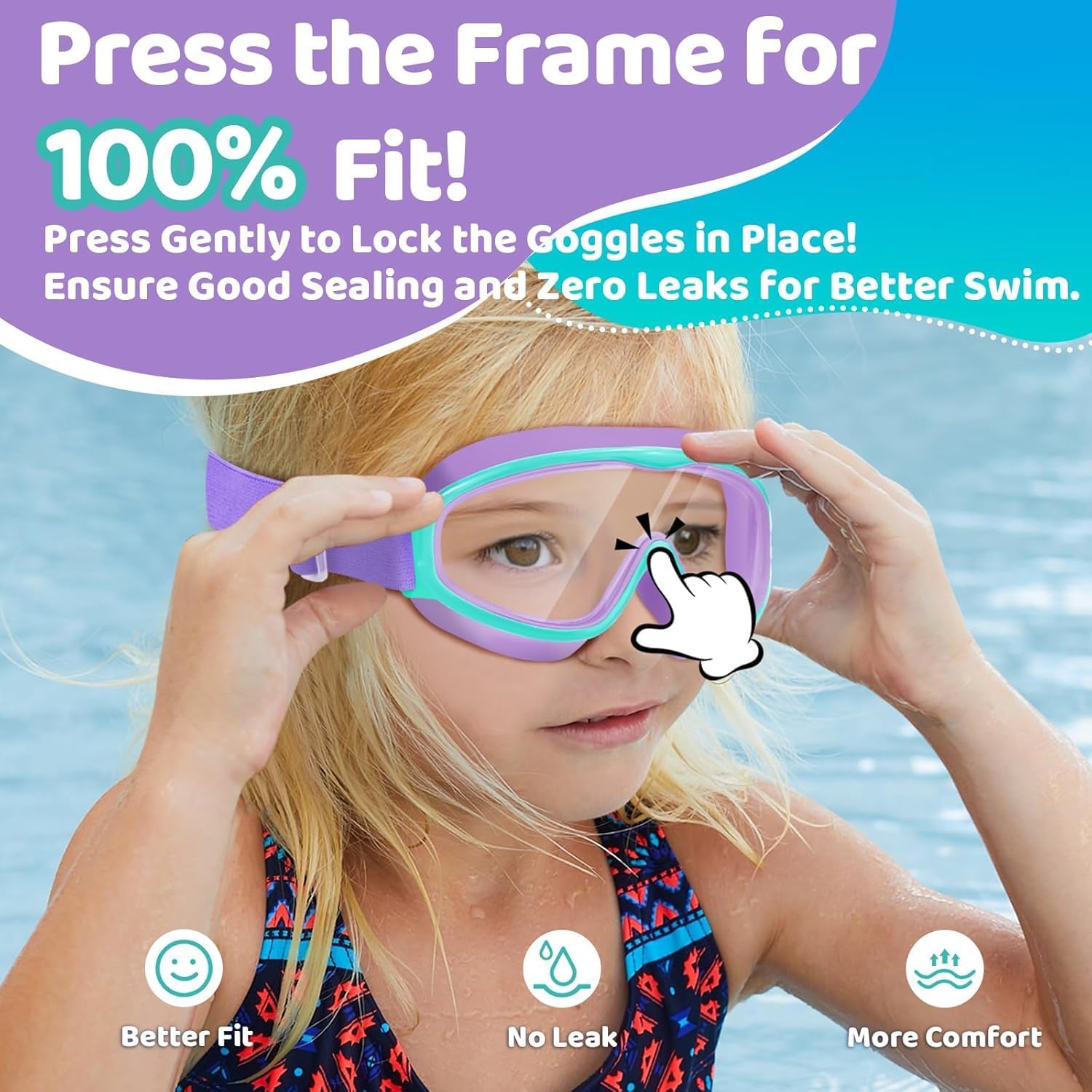 Thumbnail 2 de Vvinca Kids Swimming Goggles: Wide View, Anti-Fog, No Leak for Children