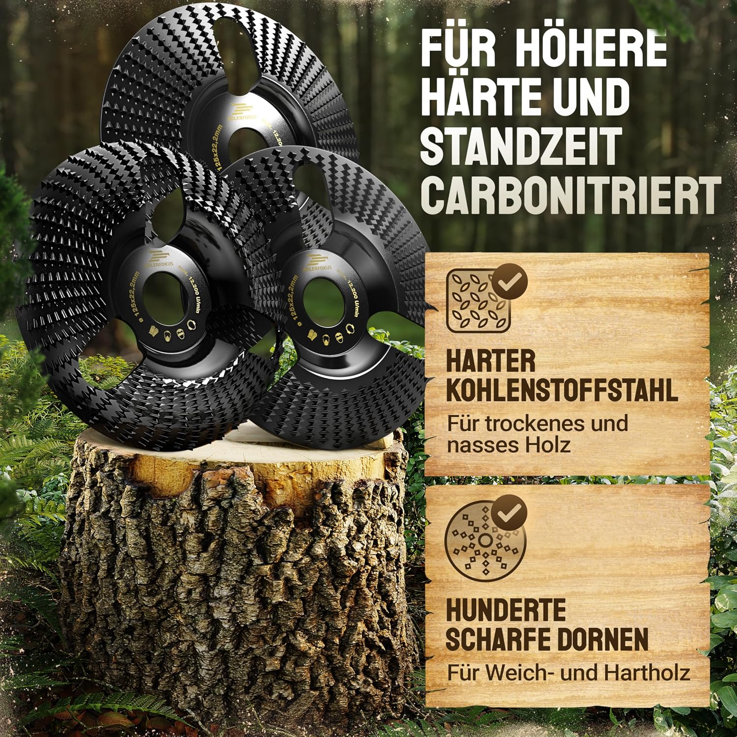 Thumbnail 4 de Adlerfokus Holz Schleifscheibe 125mm Set – Winkelschleifer, EXTRA SCHARF