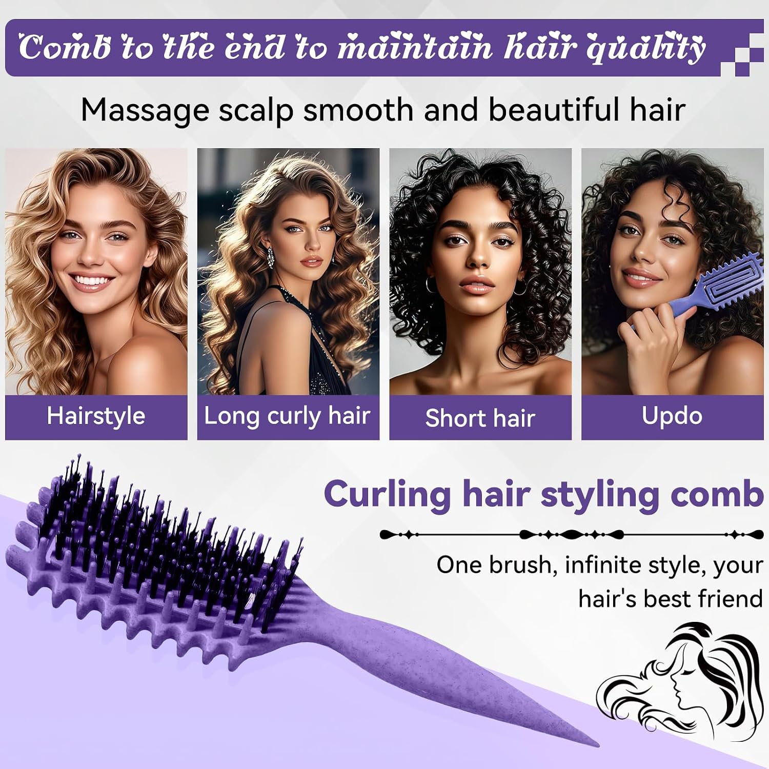 Thumbnail 6 de Lockenbürste für Locken – sanftes Entwirren und Styling ohne Ziepen (Lila)