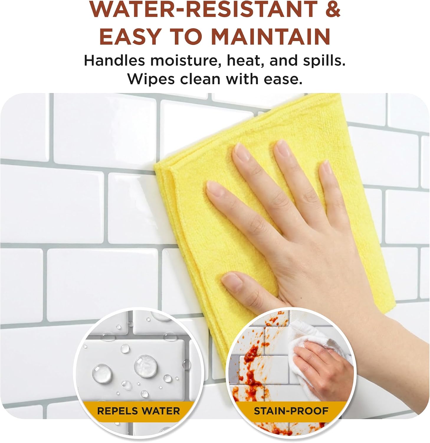 Detalle de TradeDownCo Peel & Stick Wall Tiles (10 Sheets) – Premium Self-Adhesive 12x12 White Tile Stickers