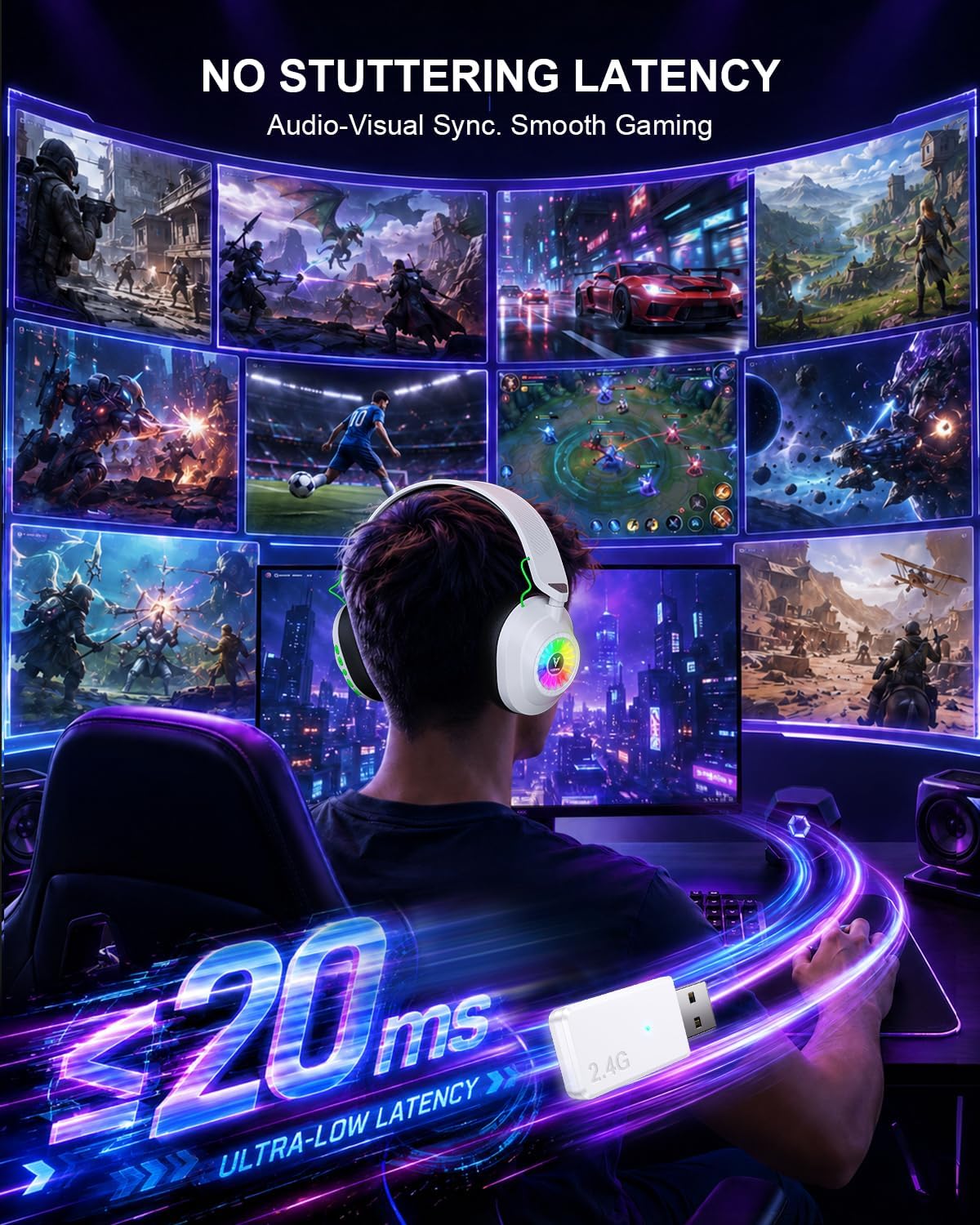 Detalle 2 de Vakedy HW10 Wireless Gaming Headset 50H