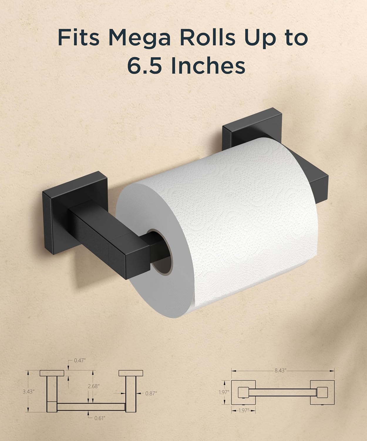 Thumbnail 1 de FORIOUS FF01124 Wall-Mounted Toilet Paper Holder, Matte Black SUS304 Steel