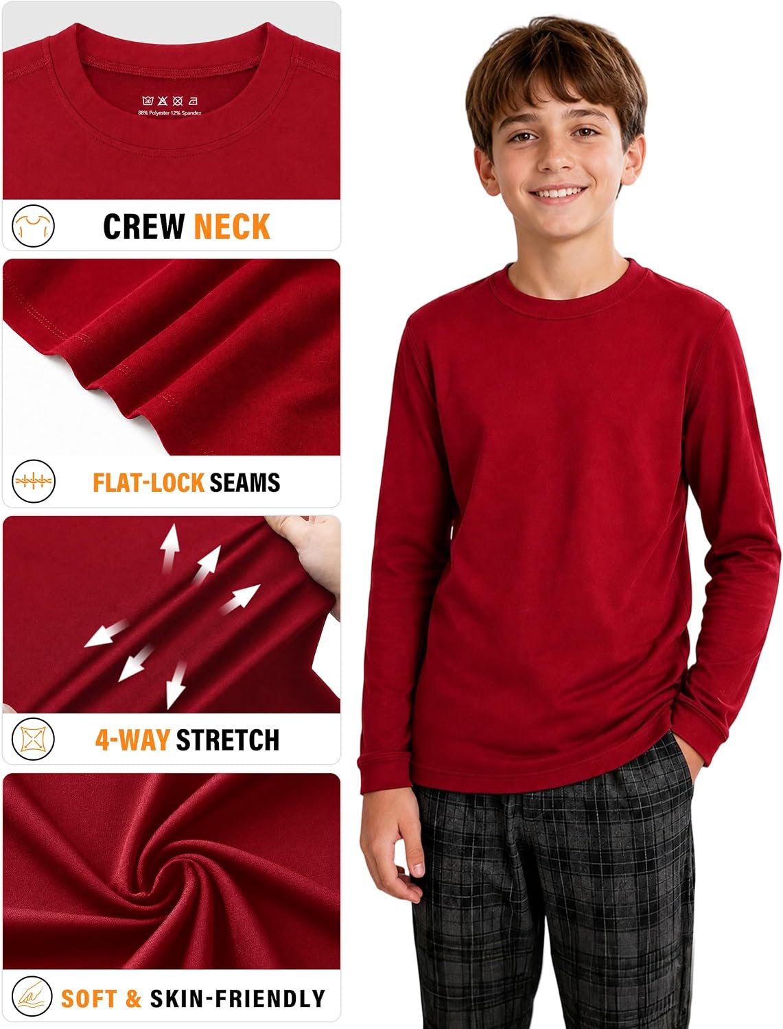 Detalle 2 de Roadbox Boys' Thermal Compression Shirt with Fleece Lining