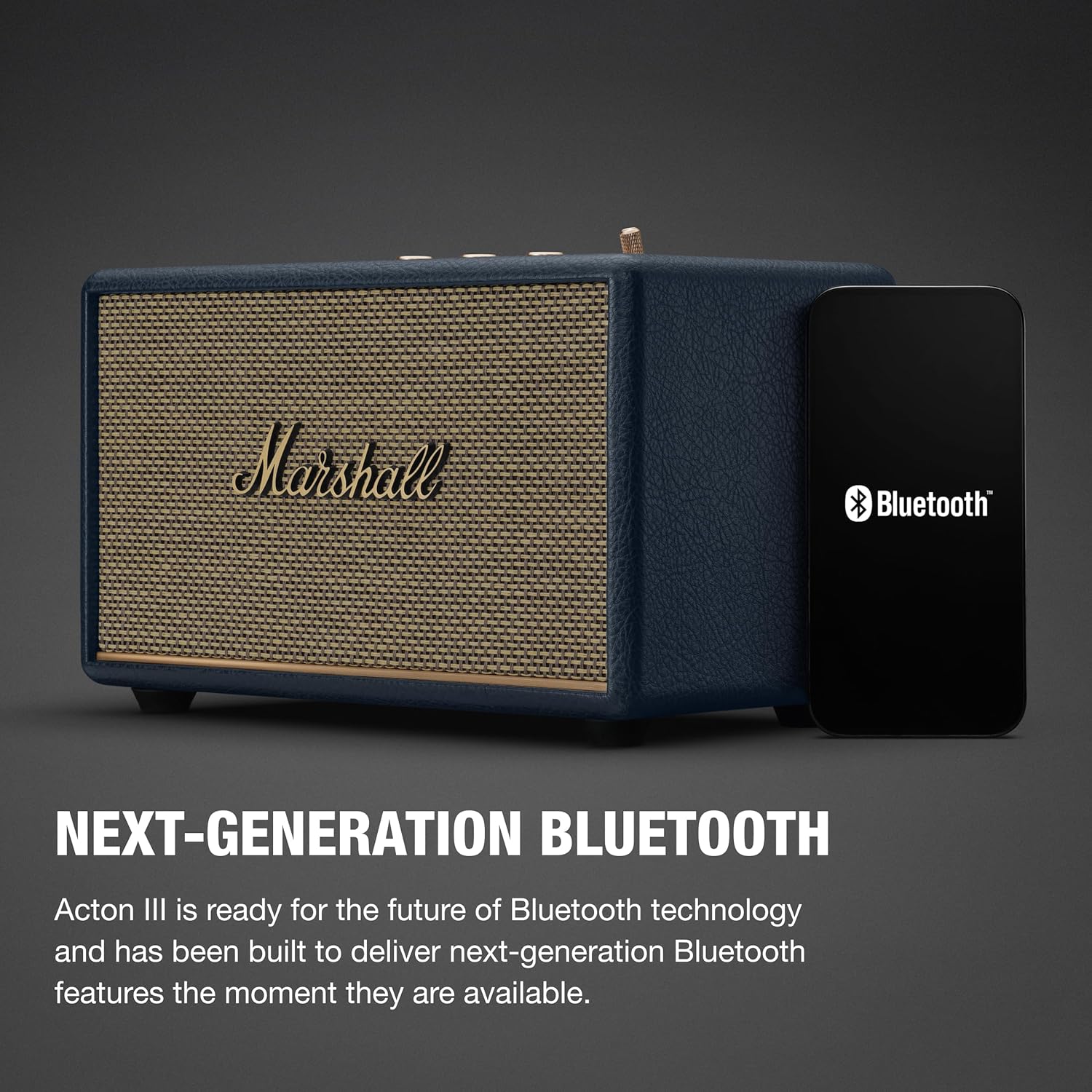 Detalle 2 de Marshall Acton III Bluetooth Home Speaker (Midnight Blue) with 3.5 mm Aux
