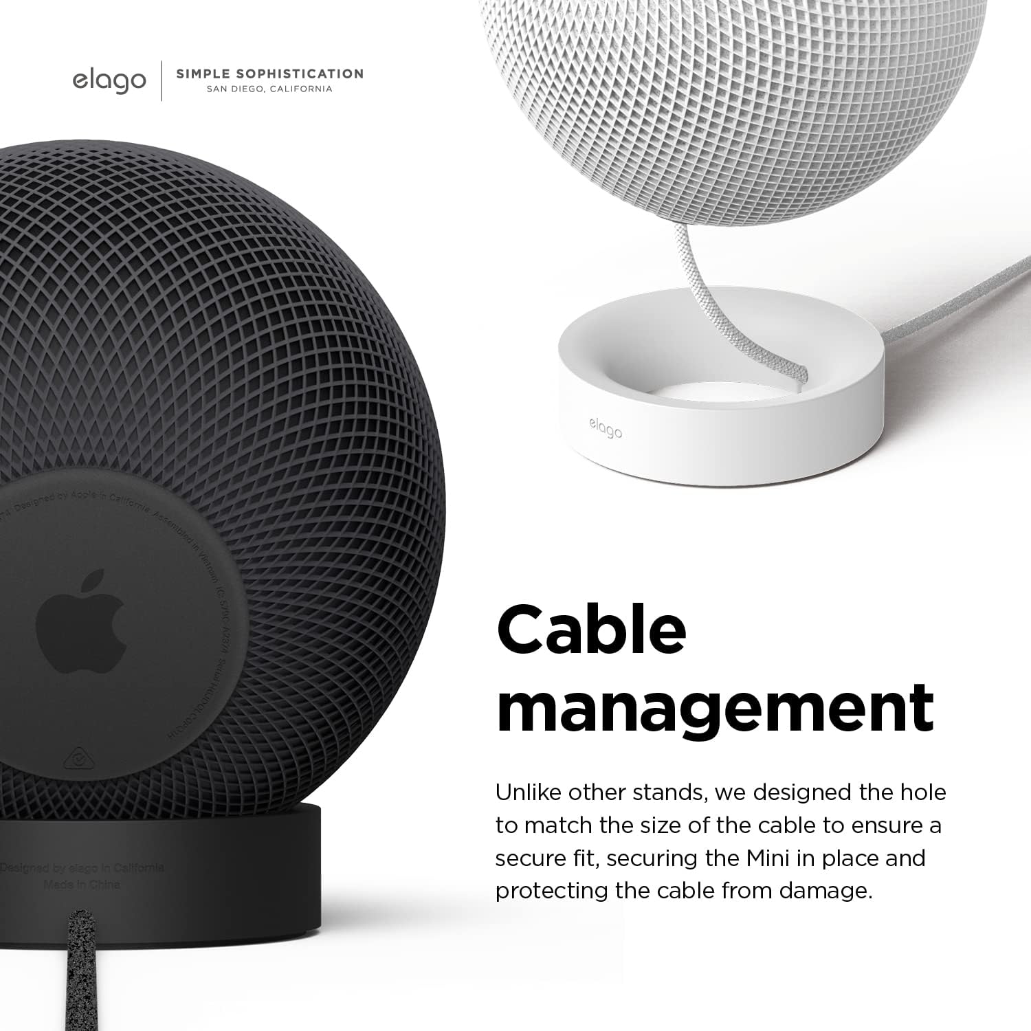 Detalle de elago Support compatible HomePod Mini en silicone antidérapant noir (EQ) pour une meilleure visibilité des indicateurs