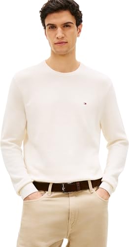Detalle de Pull homme Tommy Hilfiger Essential Structure col rond, ivoire