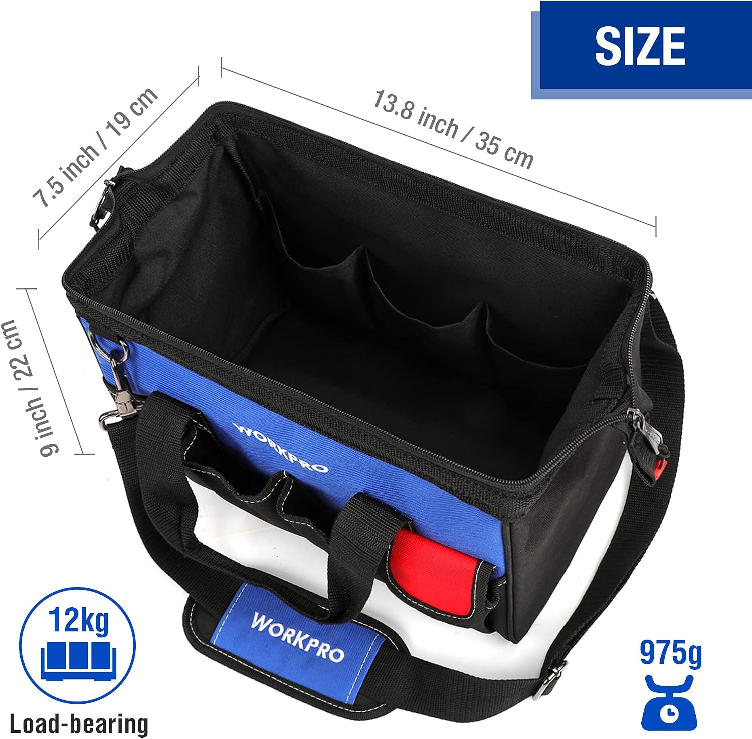 Thumbnail 6 de WORKPRO 14-inch Small Tool Bag organiser with strap
