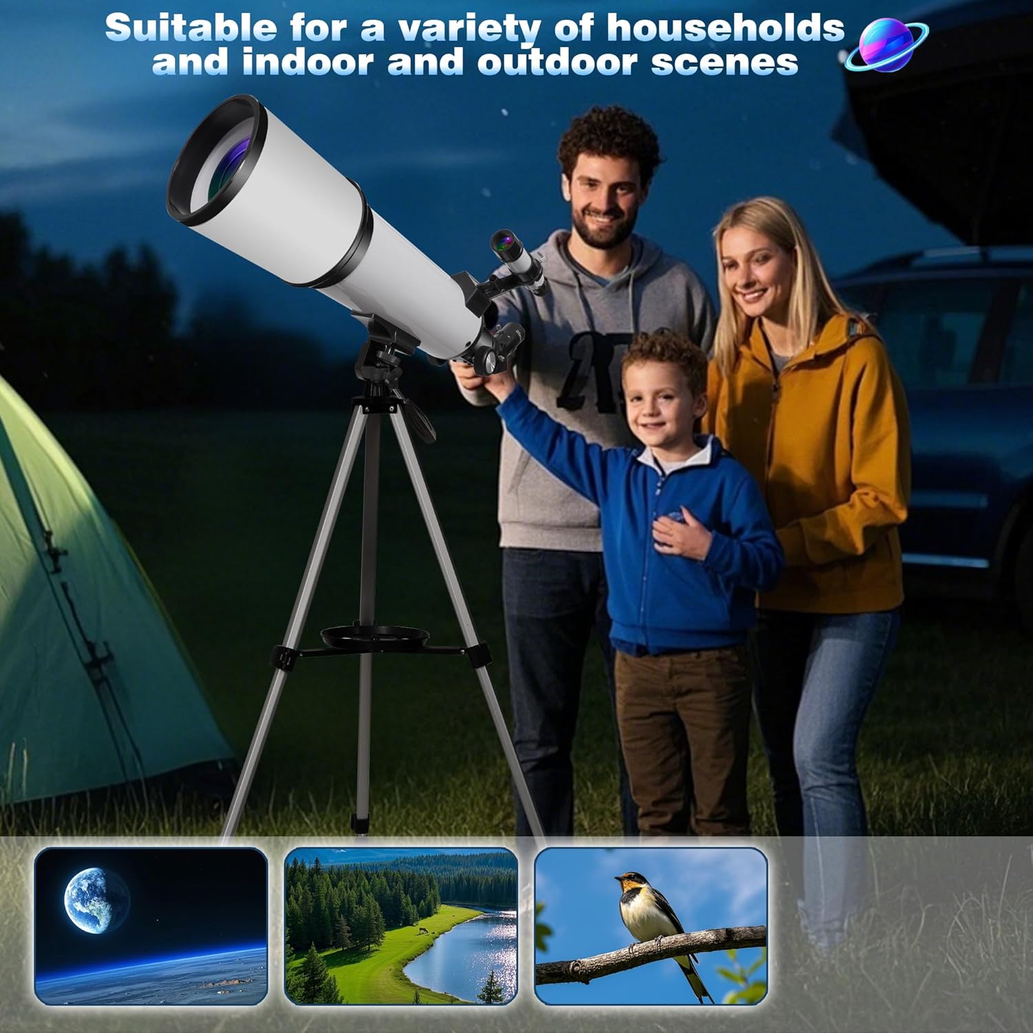 Detalle de 80mm Aperture Refractor Telescope for Adults: Portable, Bright, and Ready for Stargazing