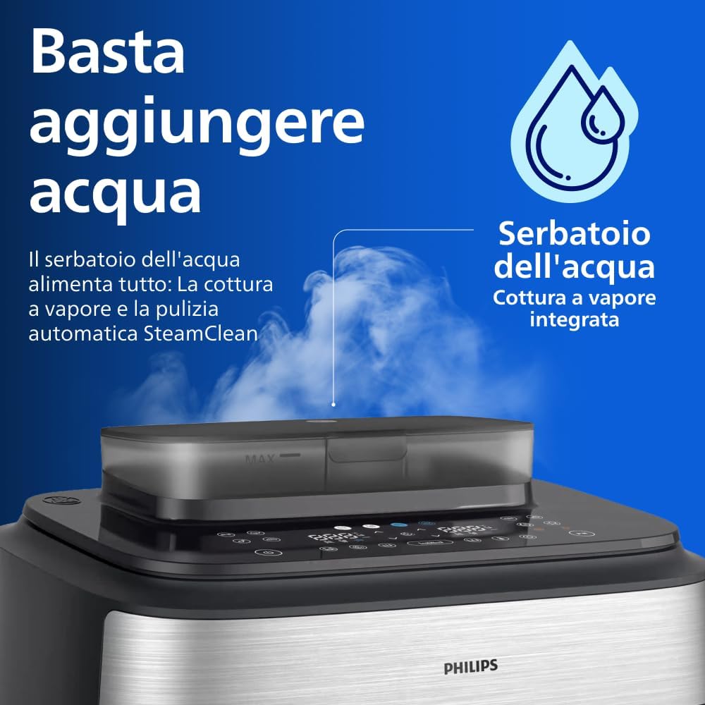 Thumbnail 6 de Philips Airfryer Serie 5000 con Maxi Capacità e SteamFry – Steam e Frittura ad Aria, 28 Programmi, Doppio Cestello 3L+6L