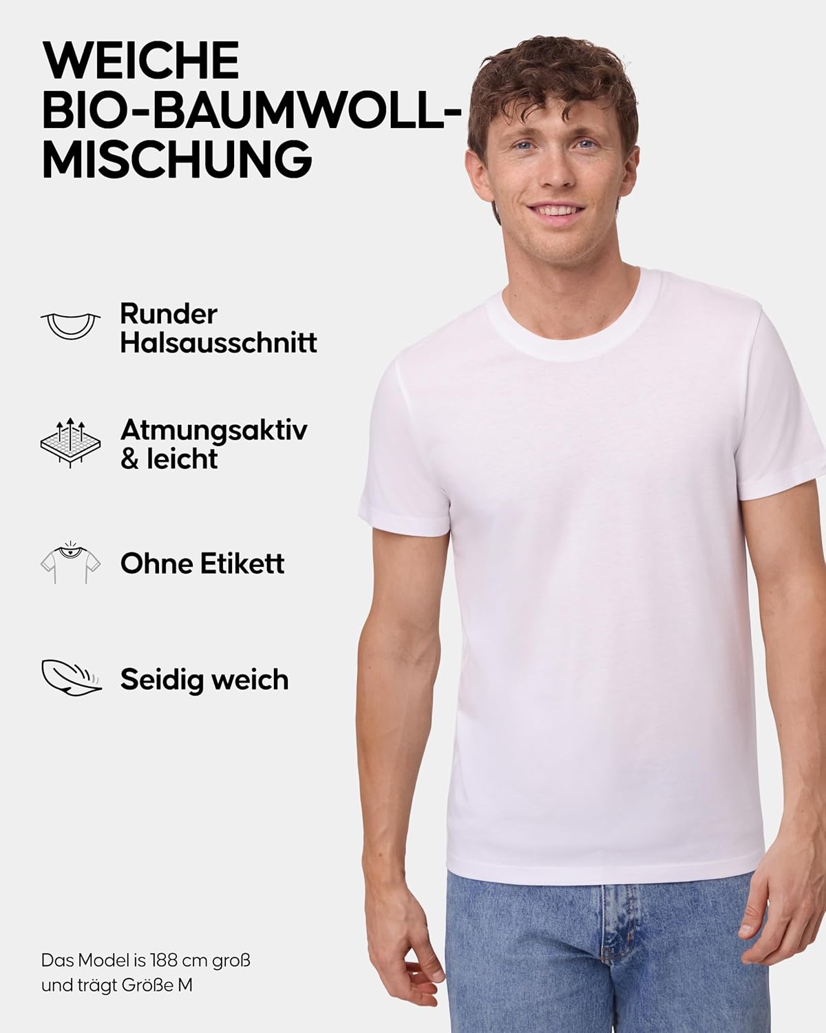Thumbnail 1 de Danish Endurance Kurzarm Herren-T-Shirt aus Modal & Bio-Baumwolle (Rundhals) im 1er/2er/4er Pack